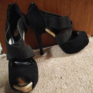 Charlotte Russe Black and Gold Pumps